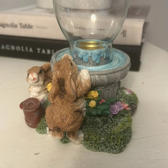 Vintage bunny candle holder spring flowers - Picture 3 of 8